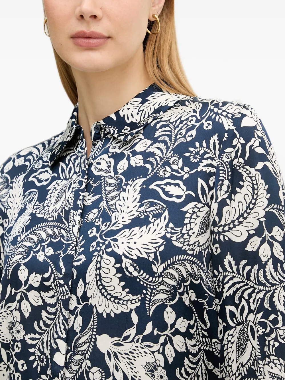 Joop! Bärbel blouse met bloemenprint Blauw