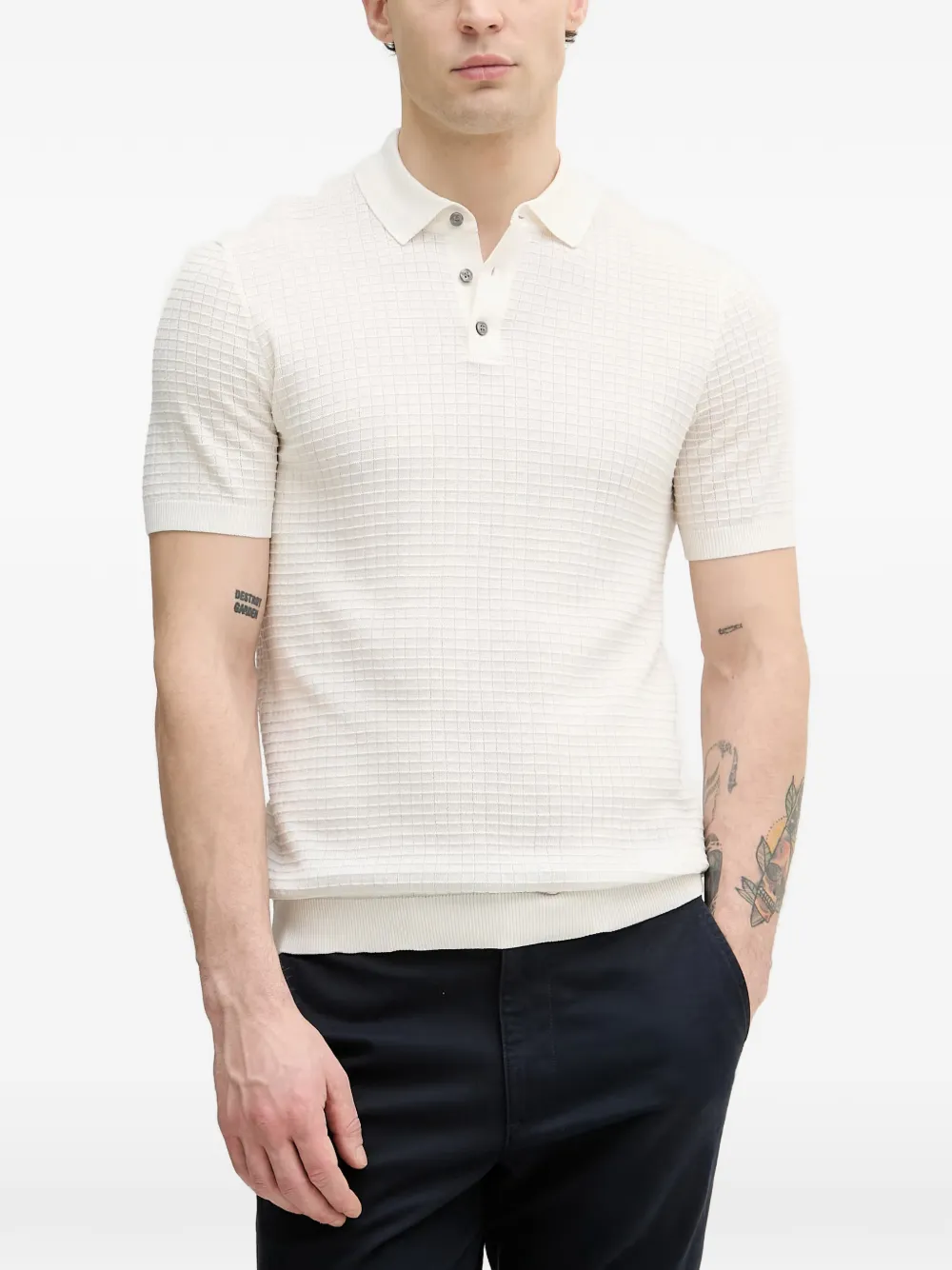 Joop! Vanceo waffle-knit short-sleeve polo shirt - Toni neutri