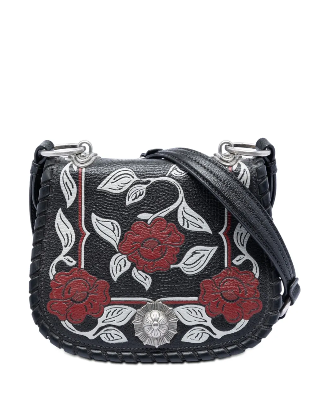 Miu Miu Pre-Owned 2010-2026 Goatskin Madras Floral Embossed crossbody bag - Nero