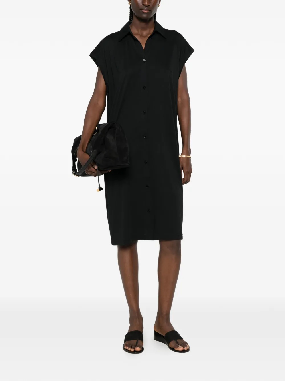 TOTEME Mouwloze midi-blousejurk met knoopsluiting Zwart