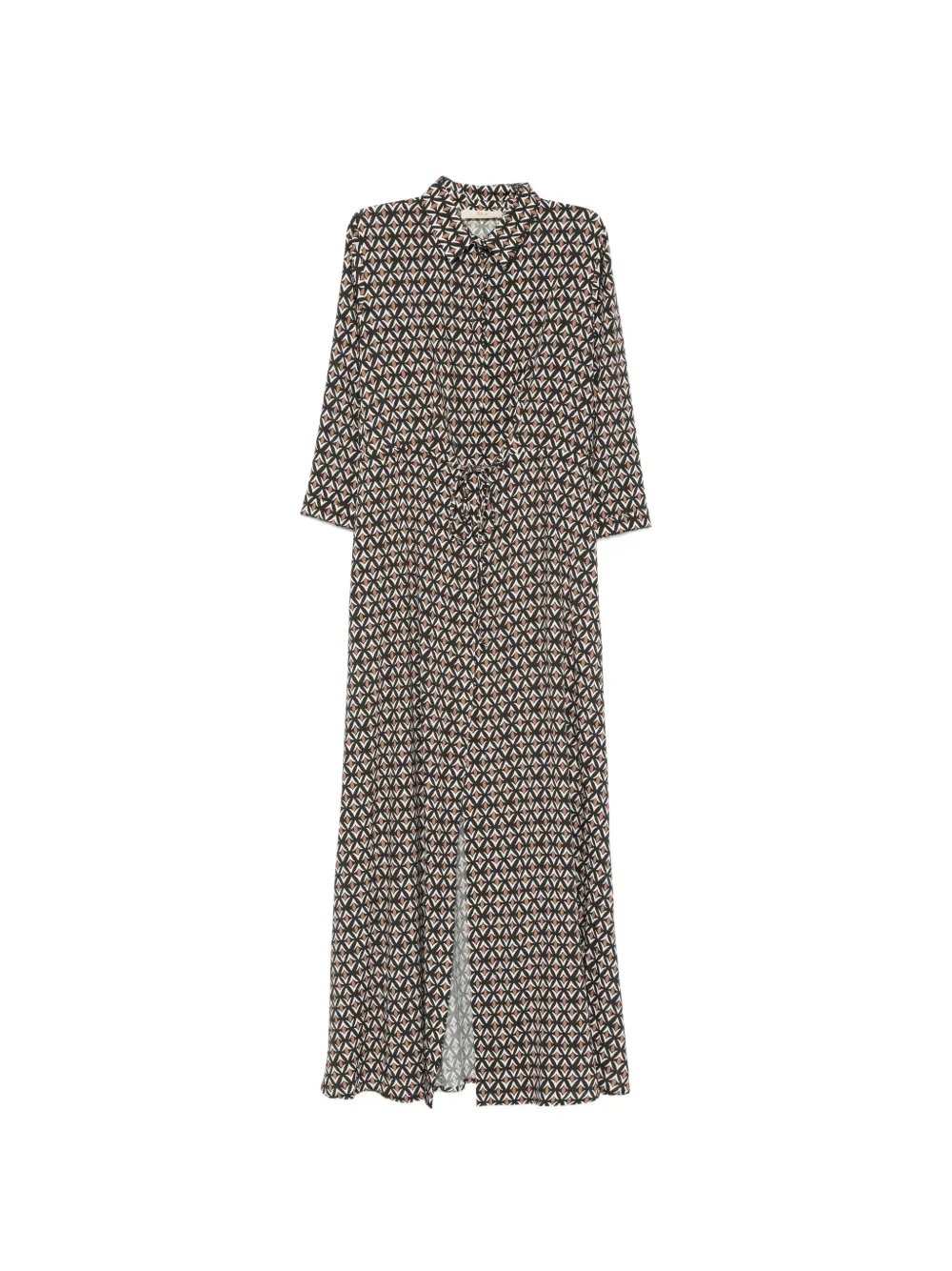 iu rita mennoia geometric-print drawstring-waist maxi dress - Schwarz