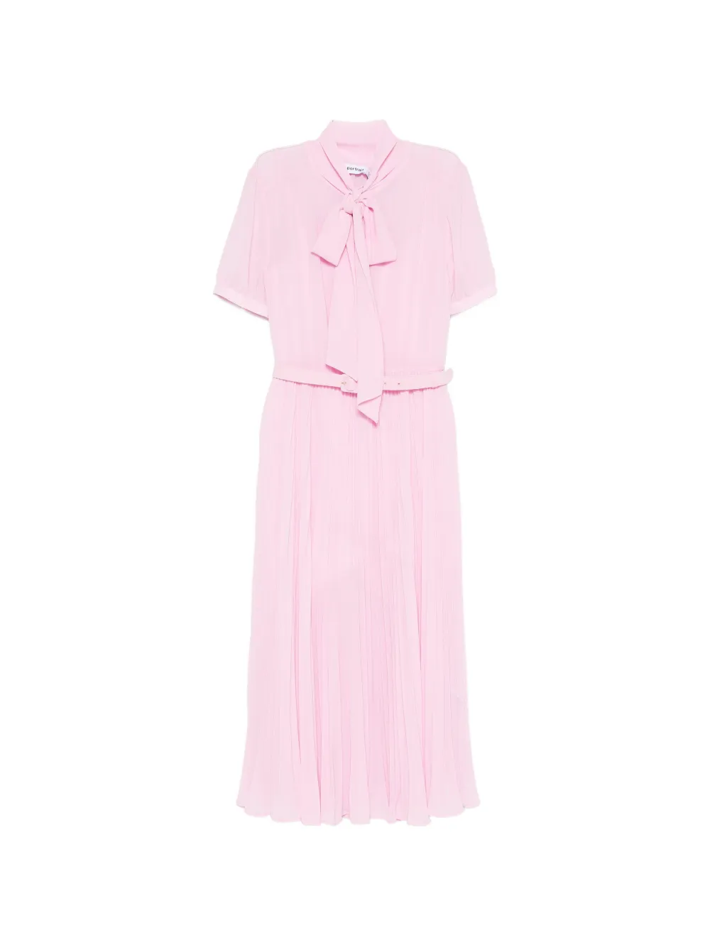 Self-Portrait pleated pussy-bow midi dress - Rosa