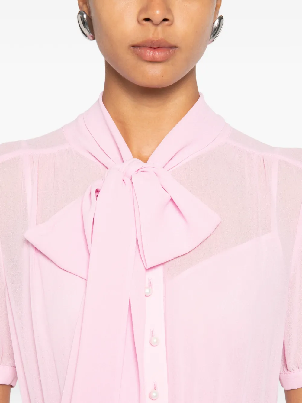 Self-Portrait Geplooide midi-jurk met strik Roze