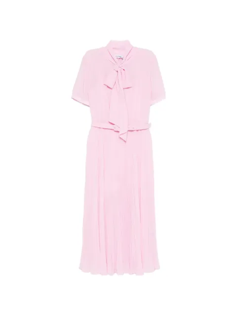 Self-Portrait pleated pussy-bow midi dress