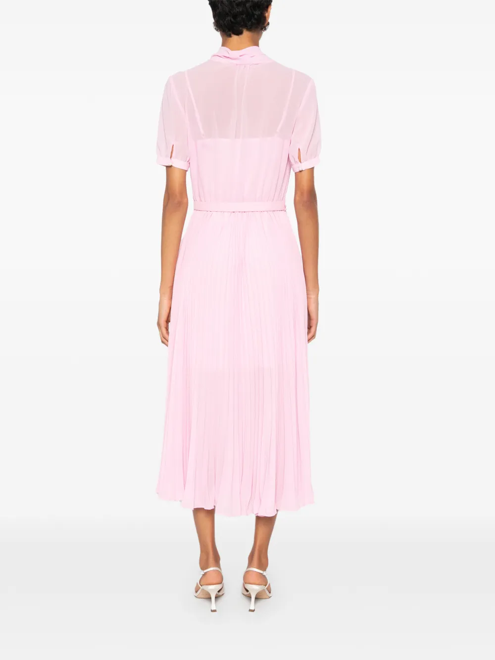 Self-Portrait Geplooide midi-jurk met strik Roze