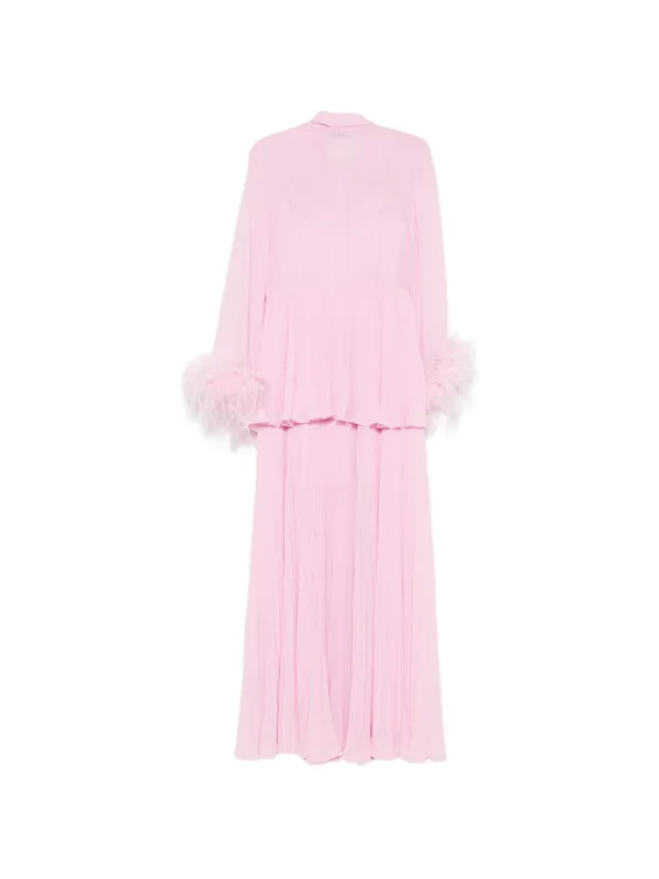 self portrait pink feather dress SELF-PORTRAIT Feather-trimmed crystal-embellished stretch-mesh mini dress