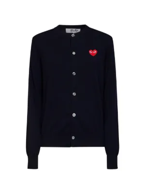 Comme Des Garçons Play Double heart-patch Knit Cardigan | Black