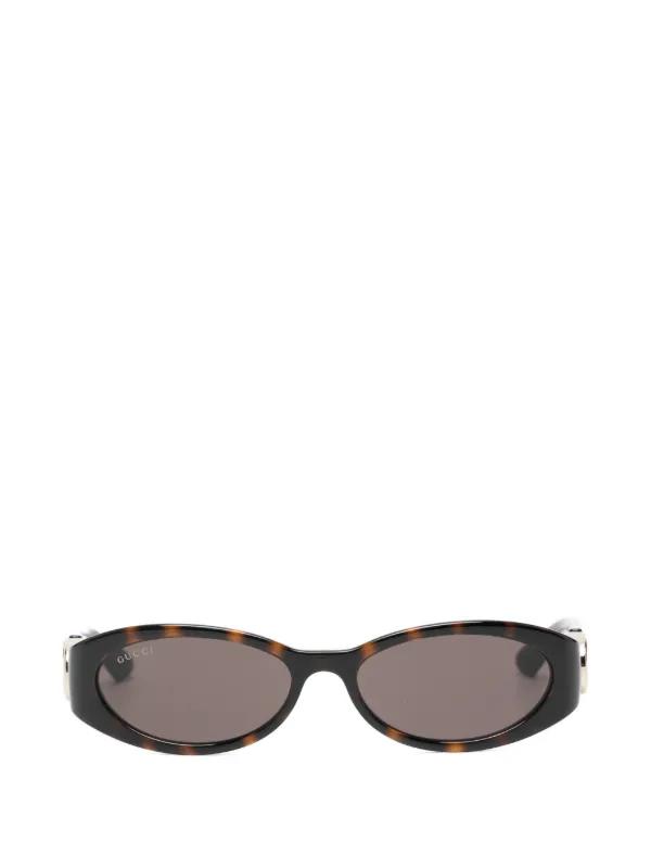 Gucci Pre-Owned Interlocking G oval-frame Sunglasses | ブラウン