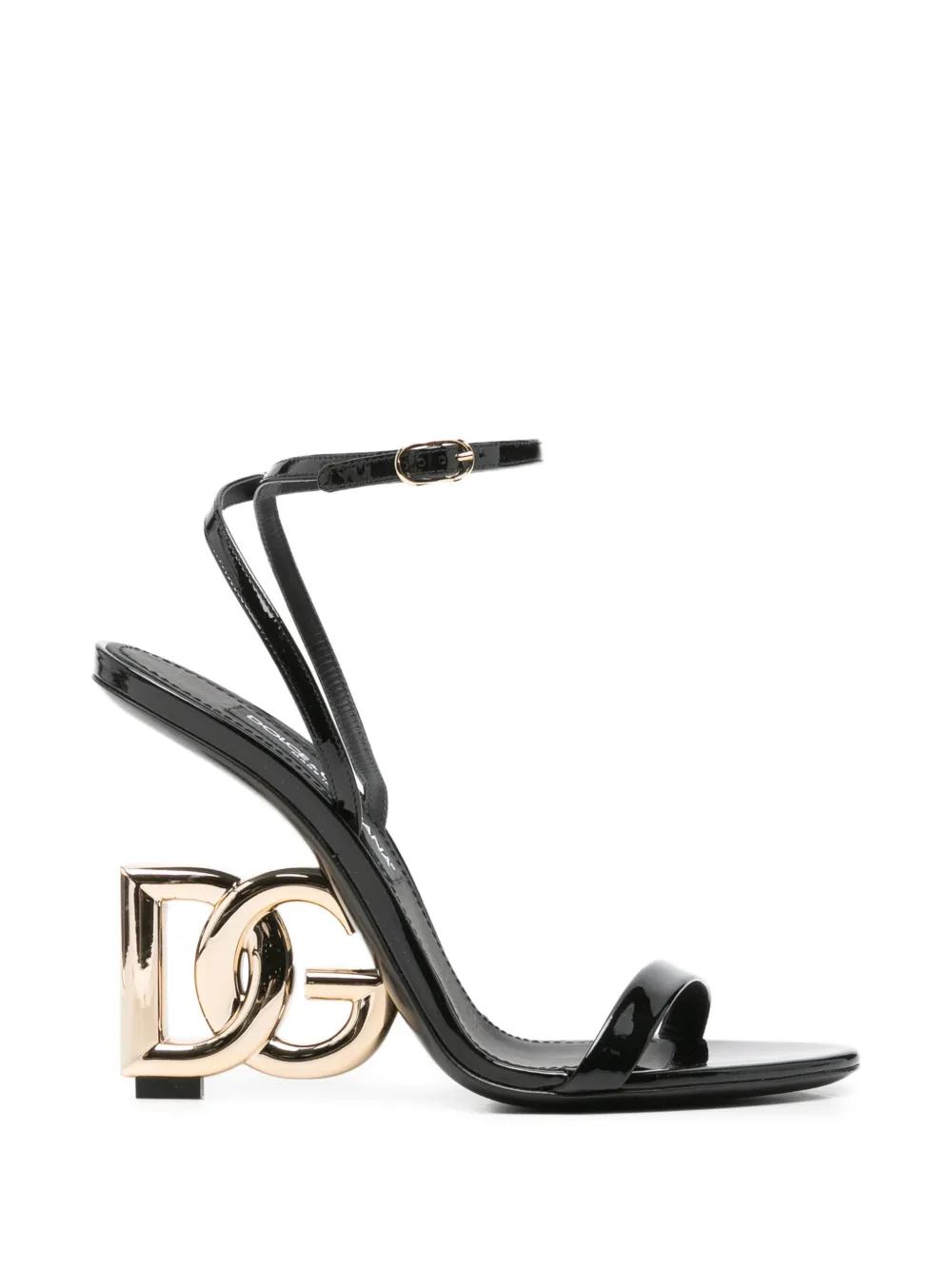 Dolce & Gabbana Pre-Owned DG-logo patent-leather heeled sandals - Nero