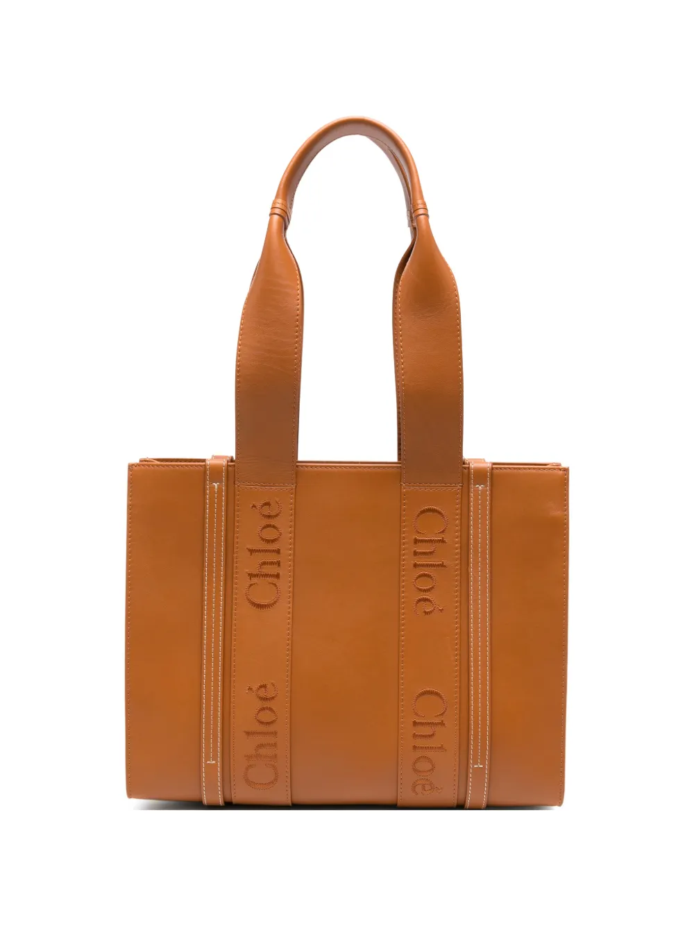 Chloé Pre-Owned medium Woody leather tote bag - Marrone