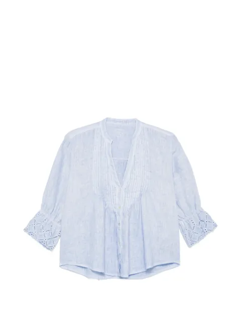 120% Lino broderie-anglaise pintuck blouse