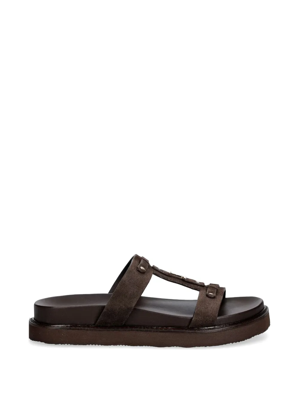 JONAK PARIS Luana sandalen met logoplakkaat en studs Bruin