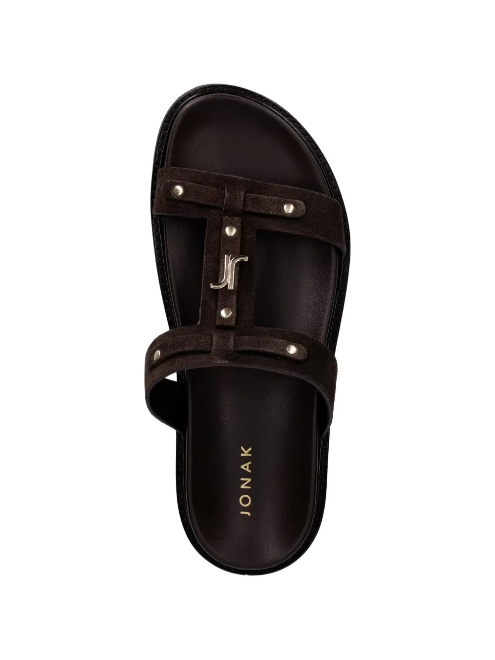 JONAK PARIS Luana sandalen met logoplakkaat en studs Bruin