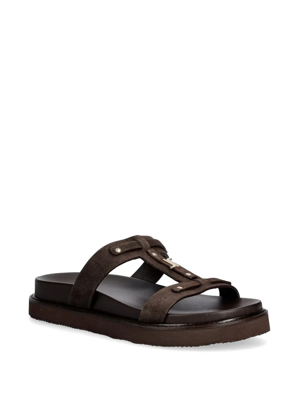 JONAK PARIS Luana sandalen met logoplakkaat en studs Bruin