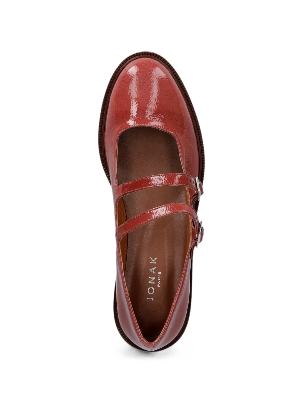 JONAK PARIS Dreamy buckle-fastening leather ballet flats Roze