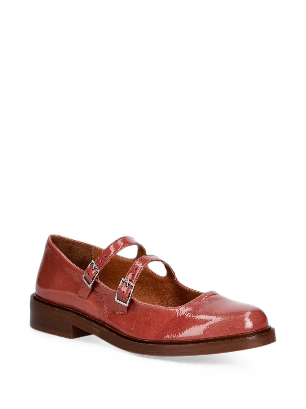 JONAK PARIS Dreamy buckle-fastening leather ballet flats Roze