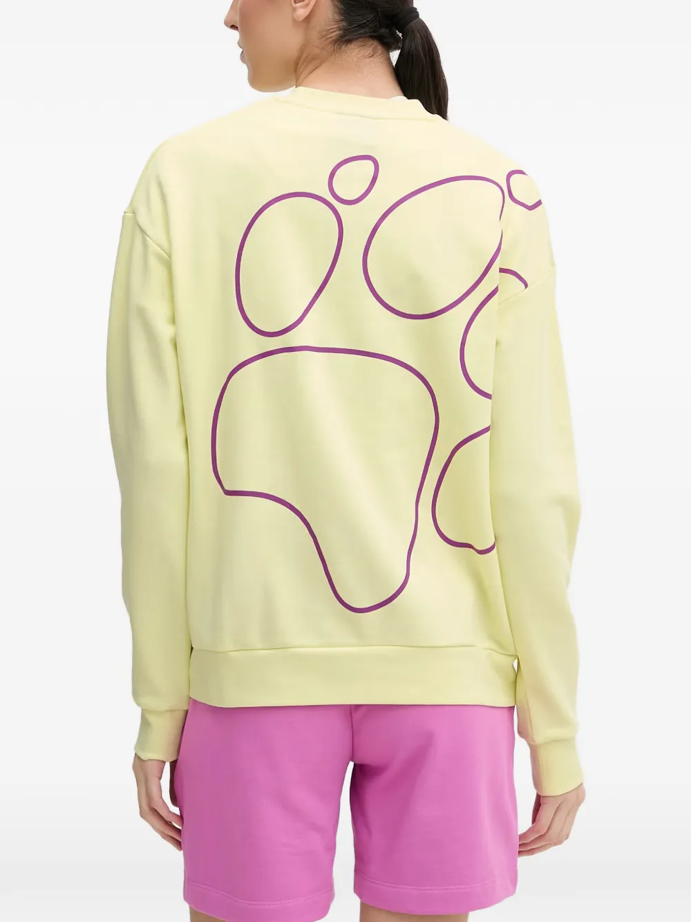 JACK WOLFSKIN Celebrate The Paw sweater met logoprint Geel