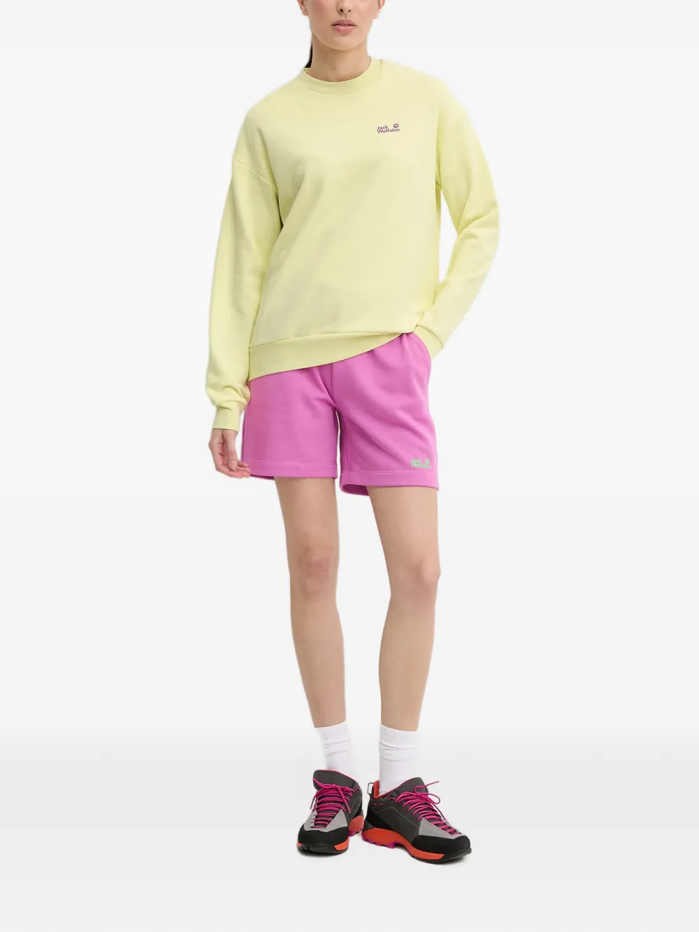 JACK WOLFSKIN Celebrate The Paw sweater met logoprint Geel