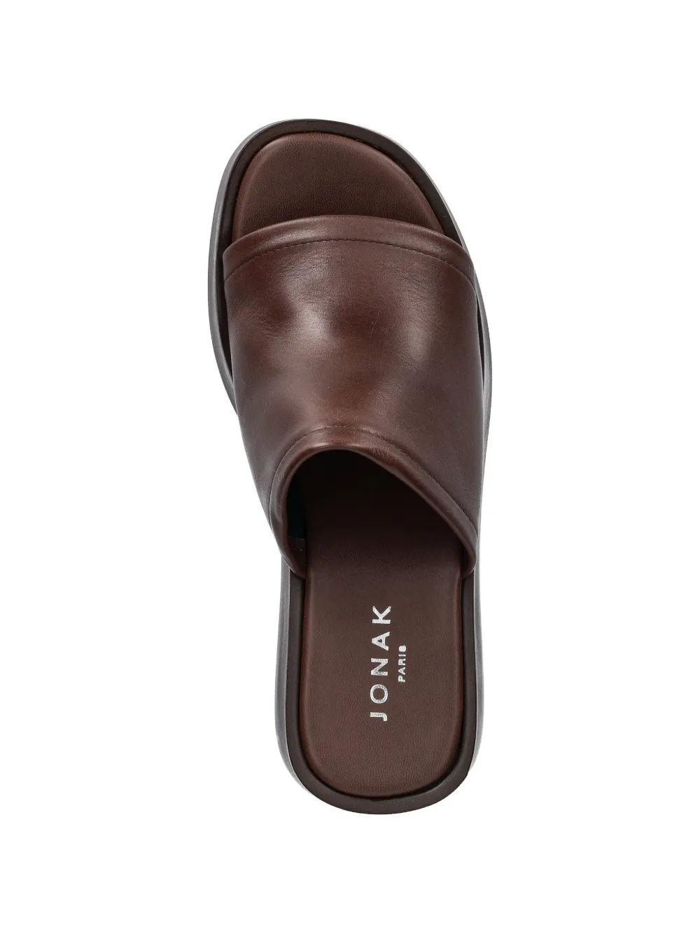 JONAK PARIS Eugene leren sandalen met sleehak Bruin