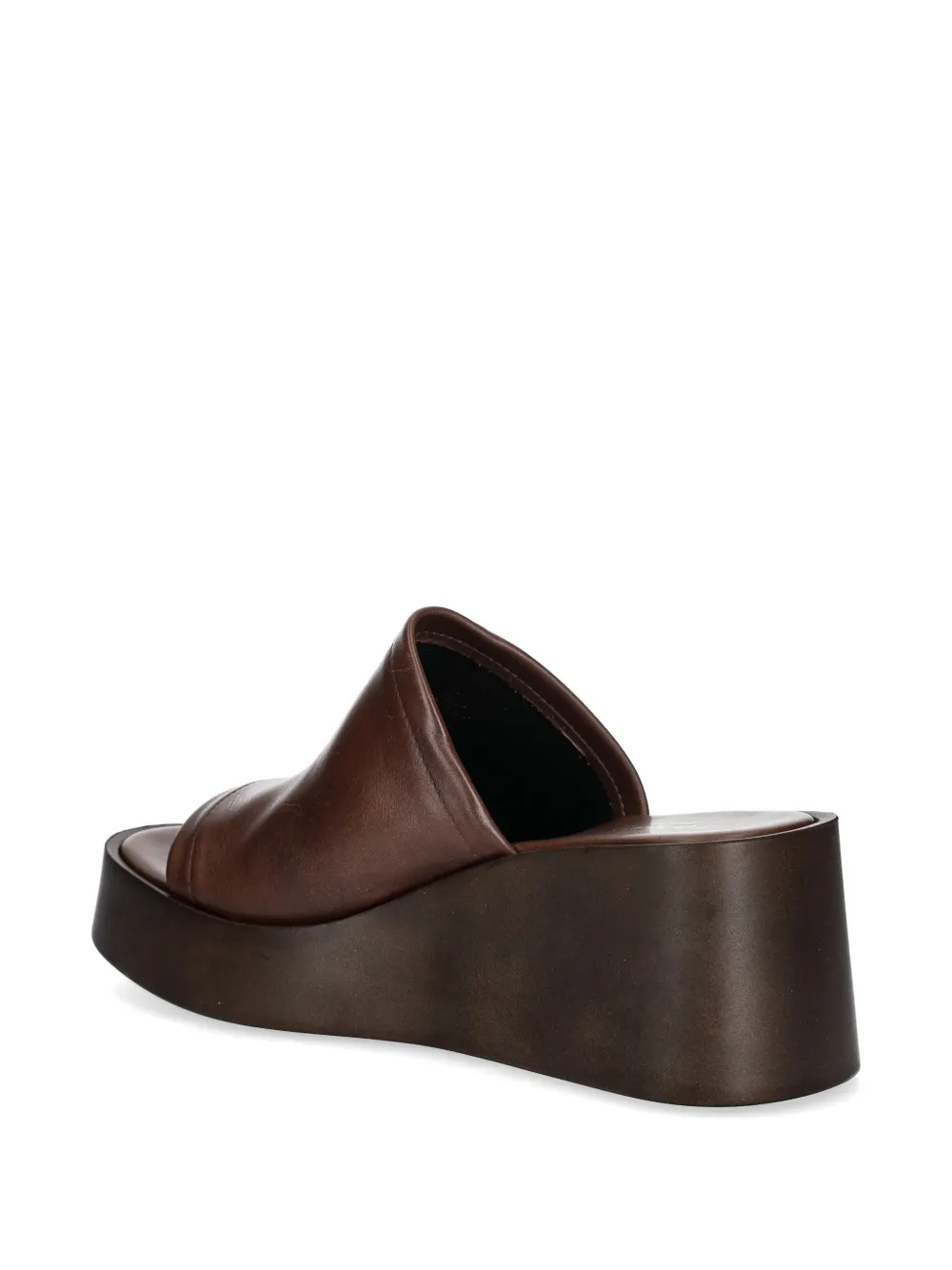 JONAK PARIS Eugene leren sandalen met sleehak Bruin