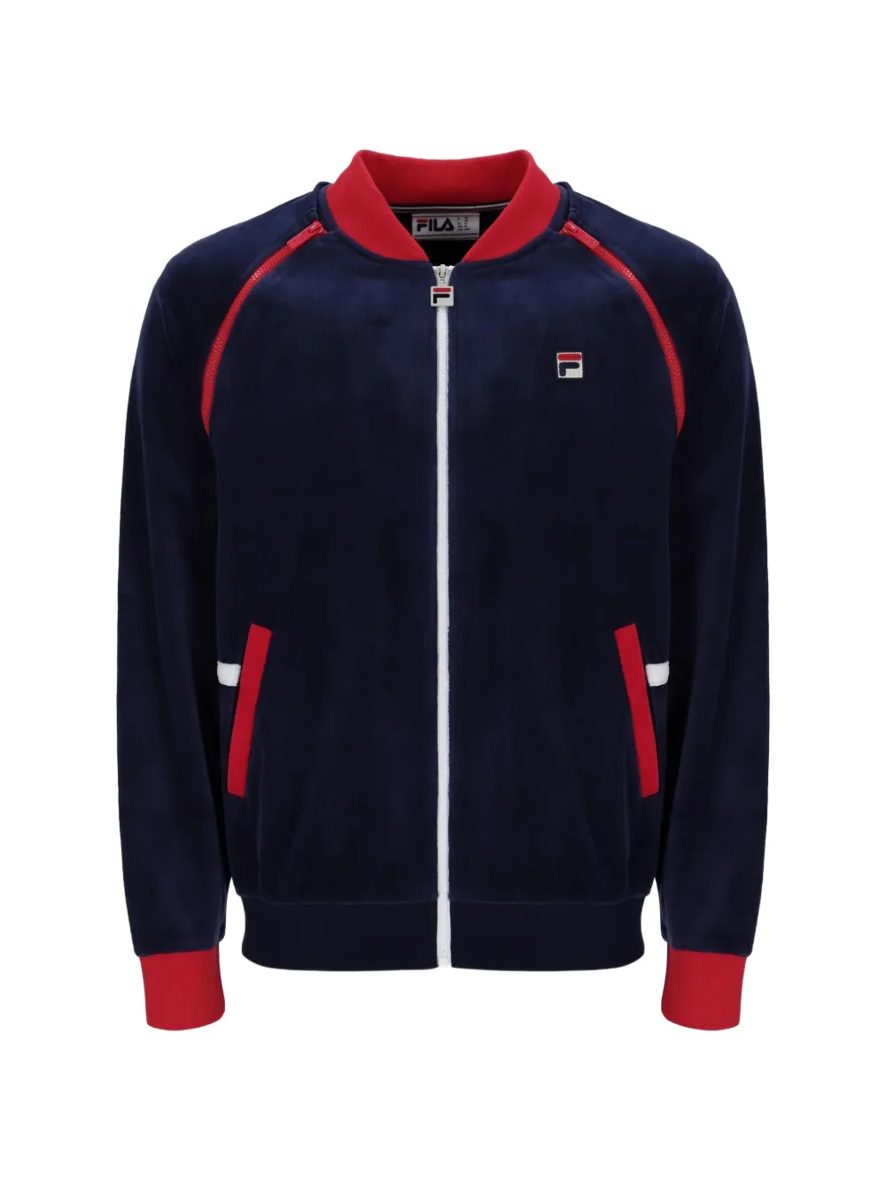 Fila Logo-patch Velvet Track Jacket In Blue
