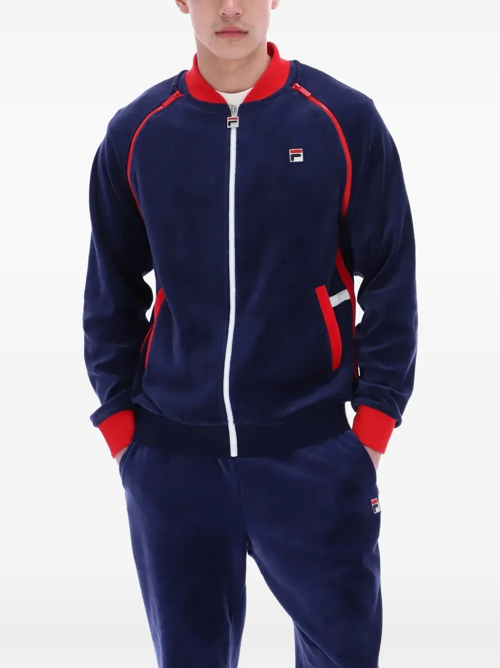 Fila Fluwelen trainingsjack met logopatch Blauw