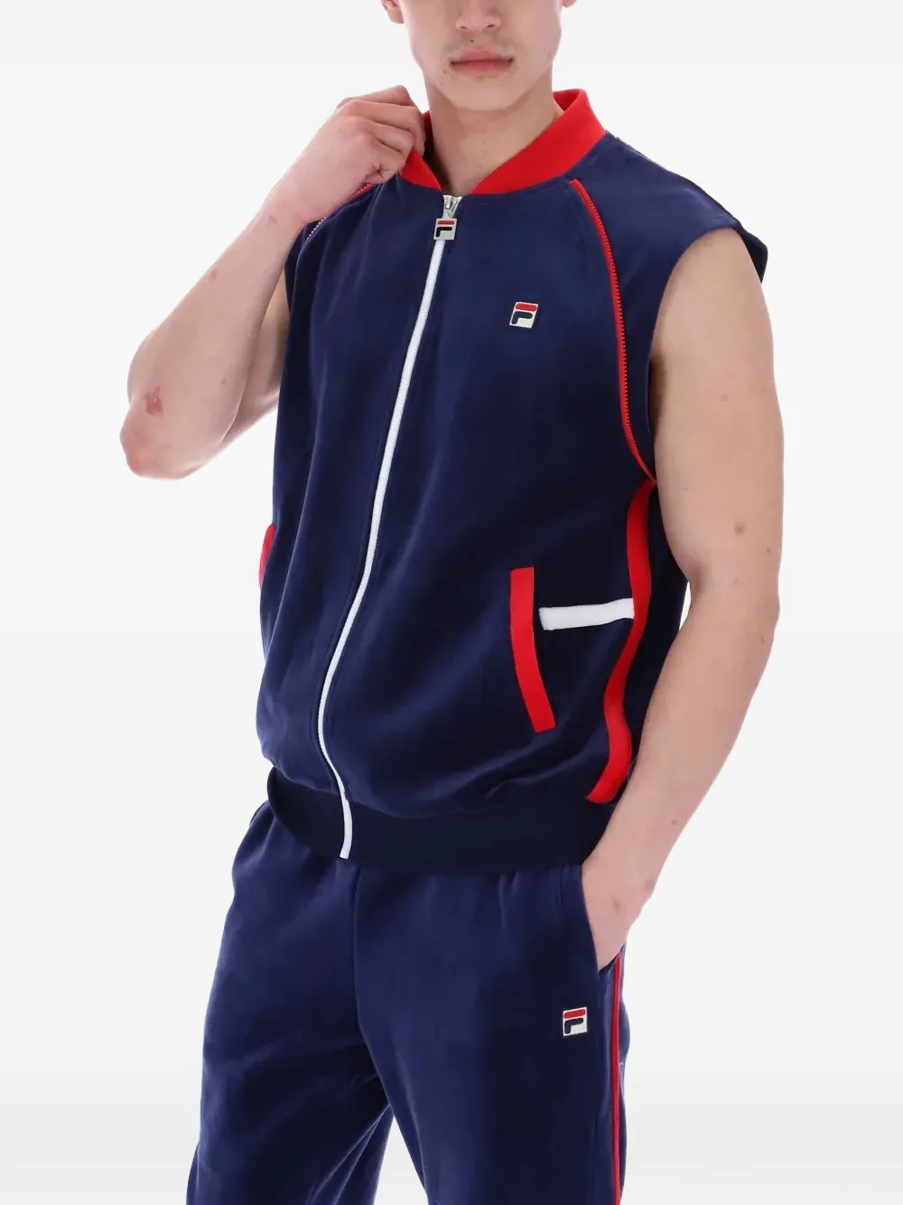 Fila Fluwelen trainingsjack met logopatch Blauw