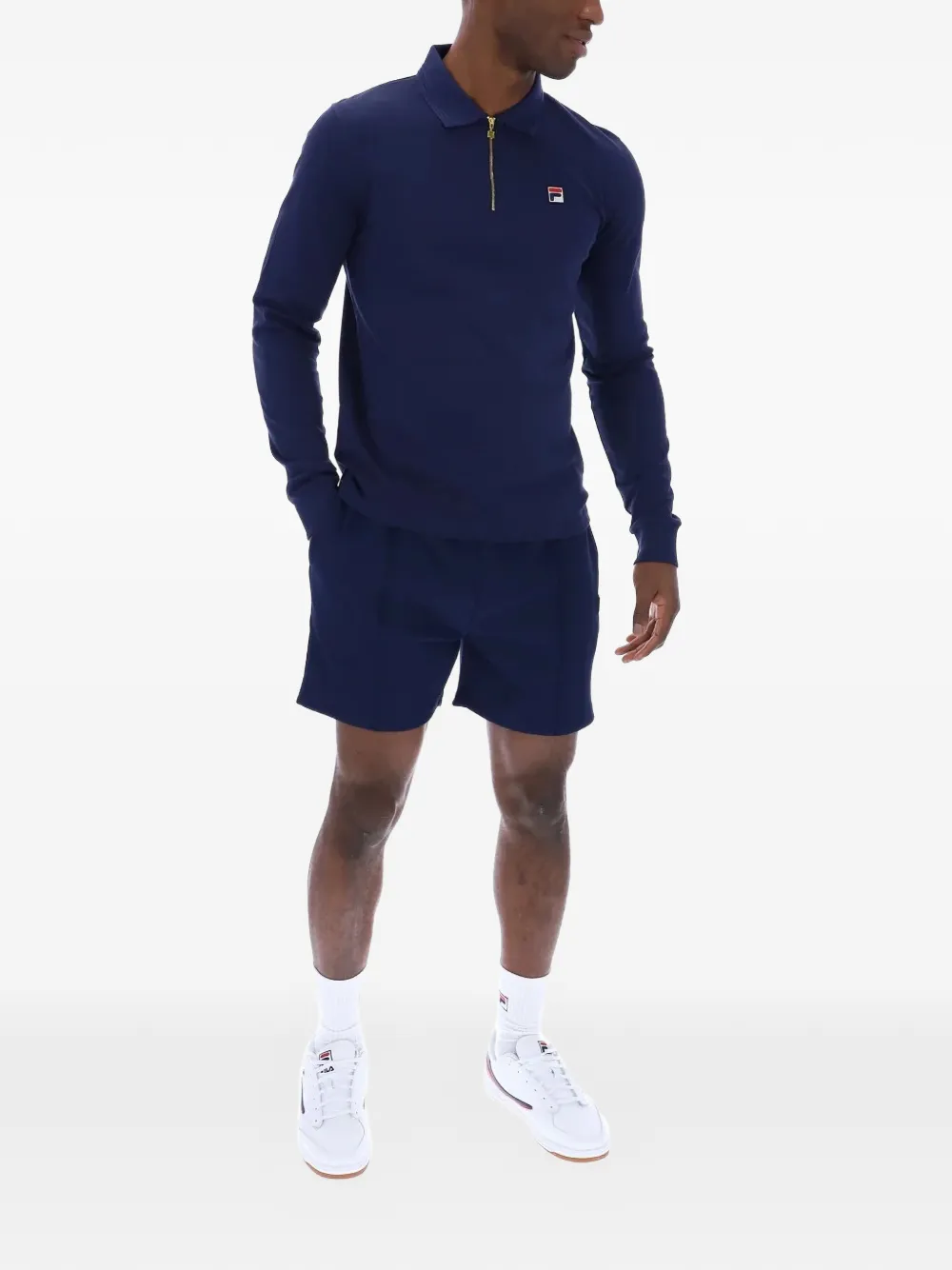 Fila Emilian poloshirt met ritssluiting en lange mouwen Blauw