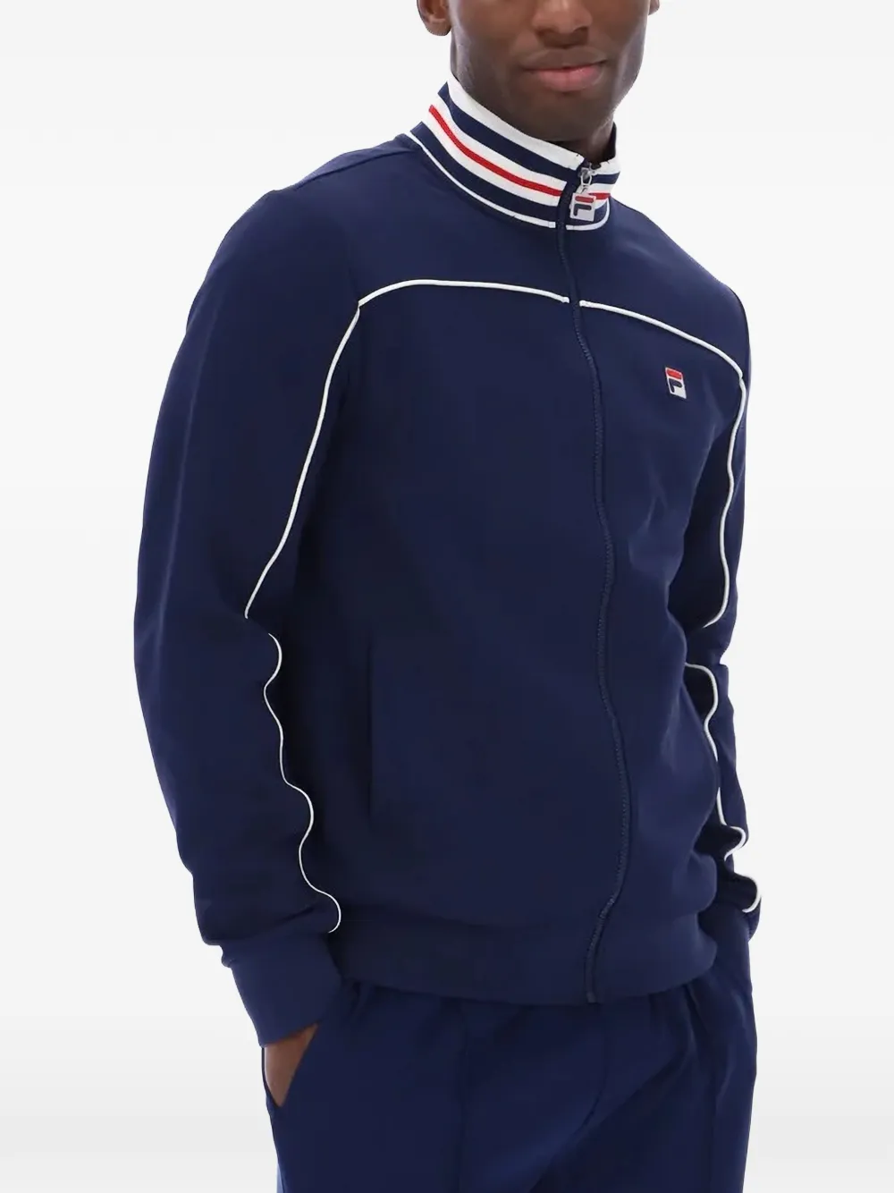 Fila Federico trainingsjack met gestreepte kraag Blauw