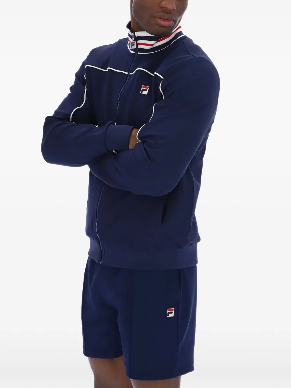 Fila Federico trainingsjack met gestreepte kraag Blauw