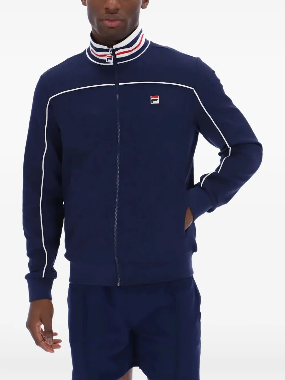 Fila Federico trainingsjack met gestreepte kraag Blauw