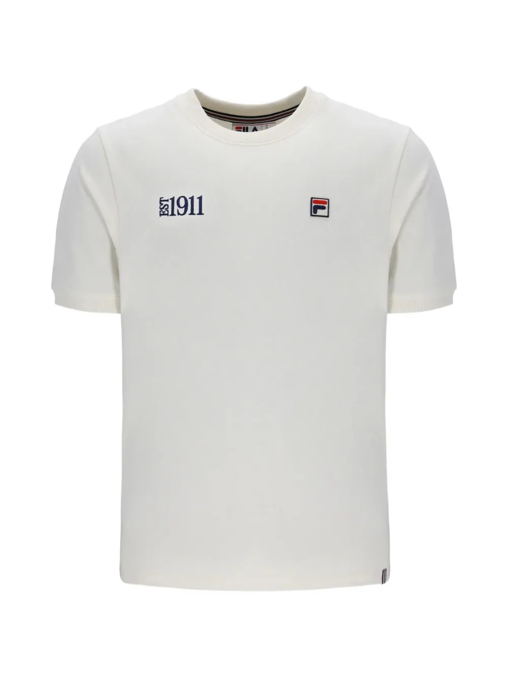 Fila Silvio Logo-patch Embroidered-slogan T-shirt In White