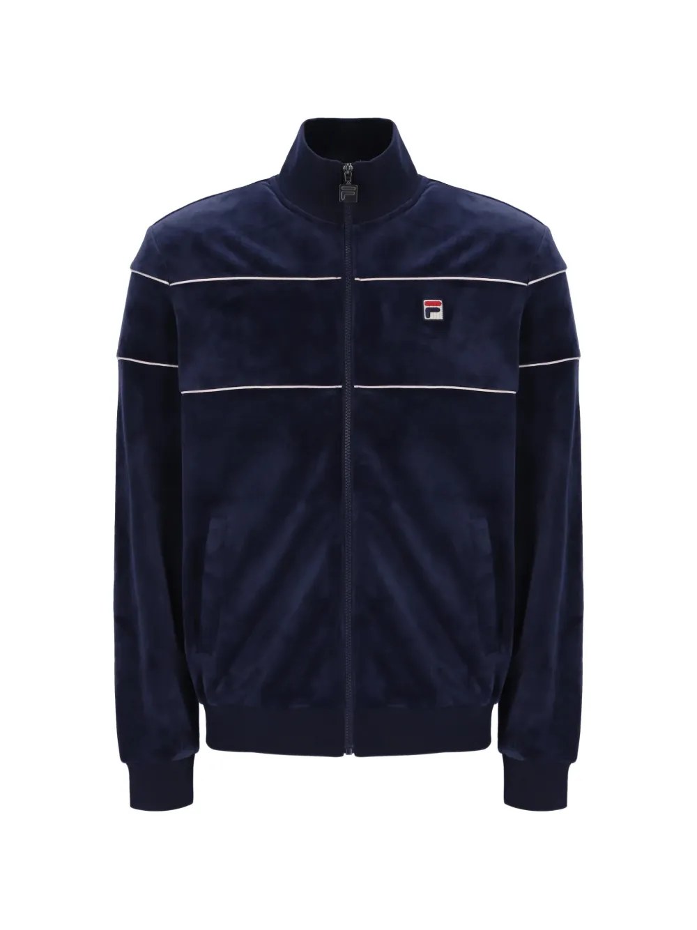 Fila Piping-detail Logo-patch Track Jacket In Blue