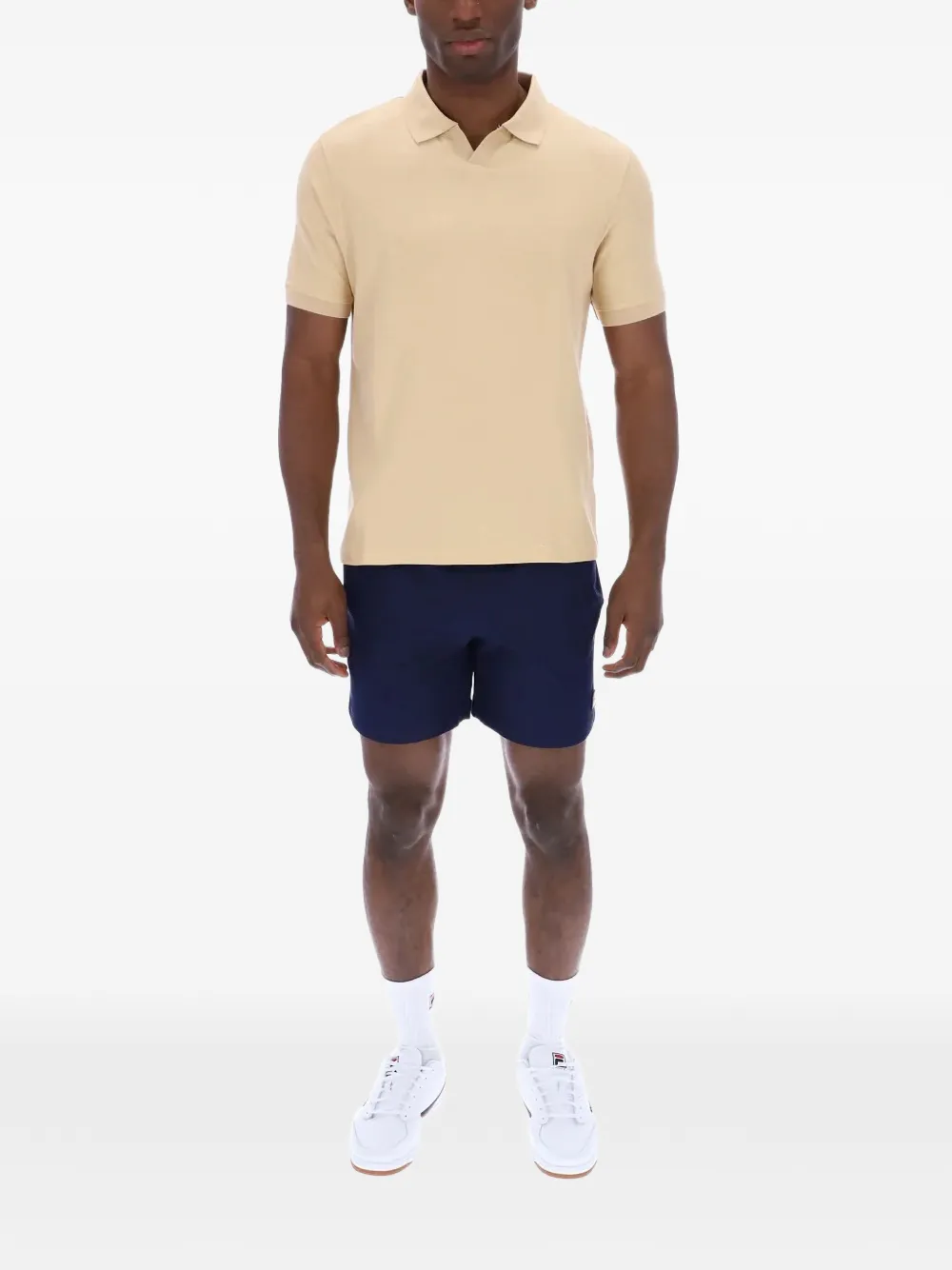 Fila Tristiano T-shirt met logopatch en korte mouwen Beige