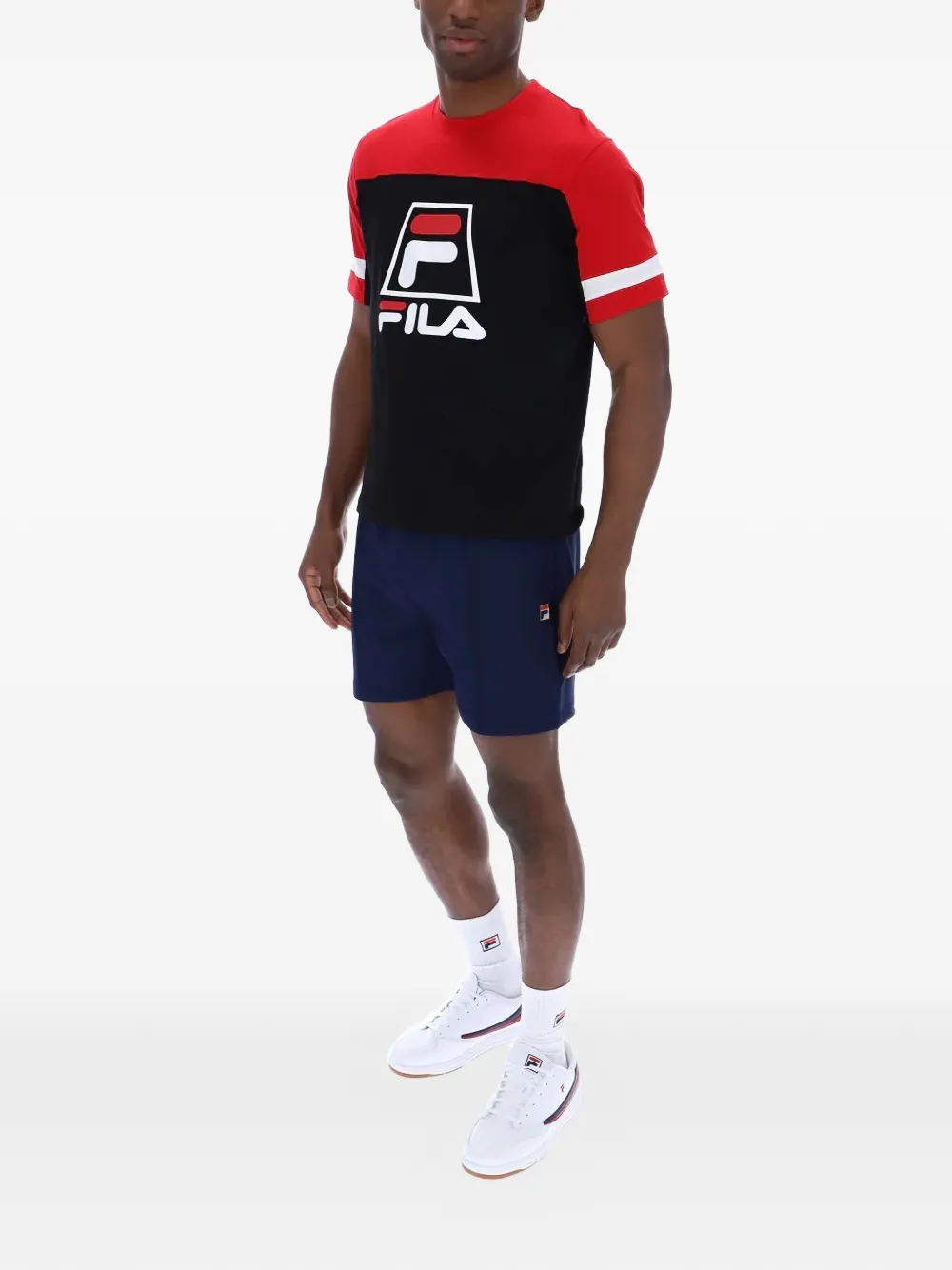 Fila Damon T-shirt met logoprint Zwart