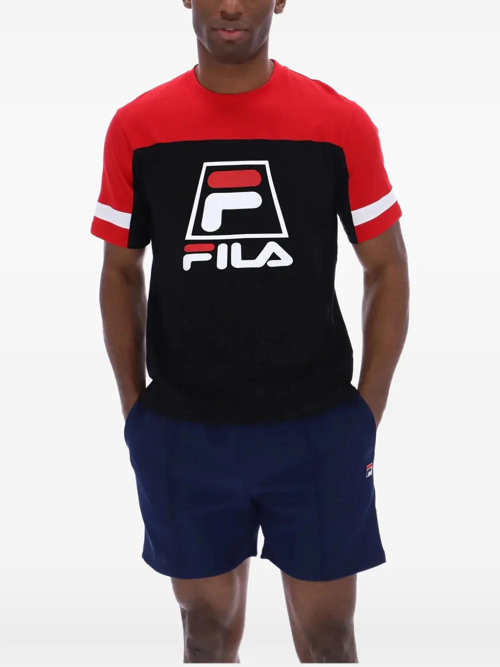 Fila Damon T-shirt met logoprint Zwart