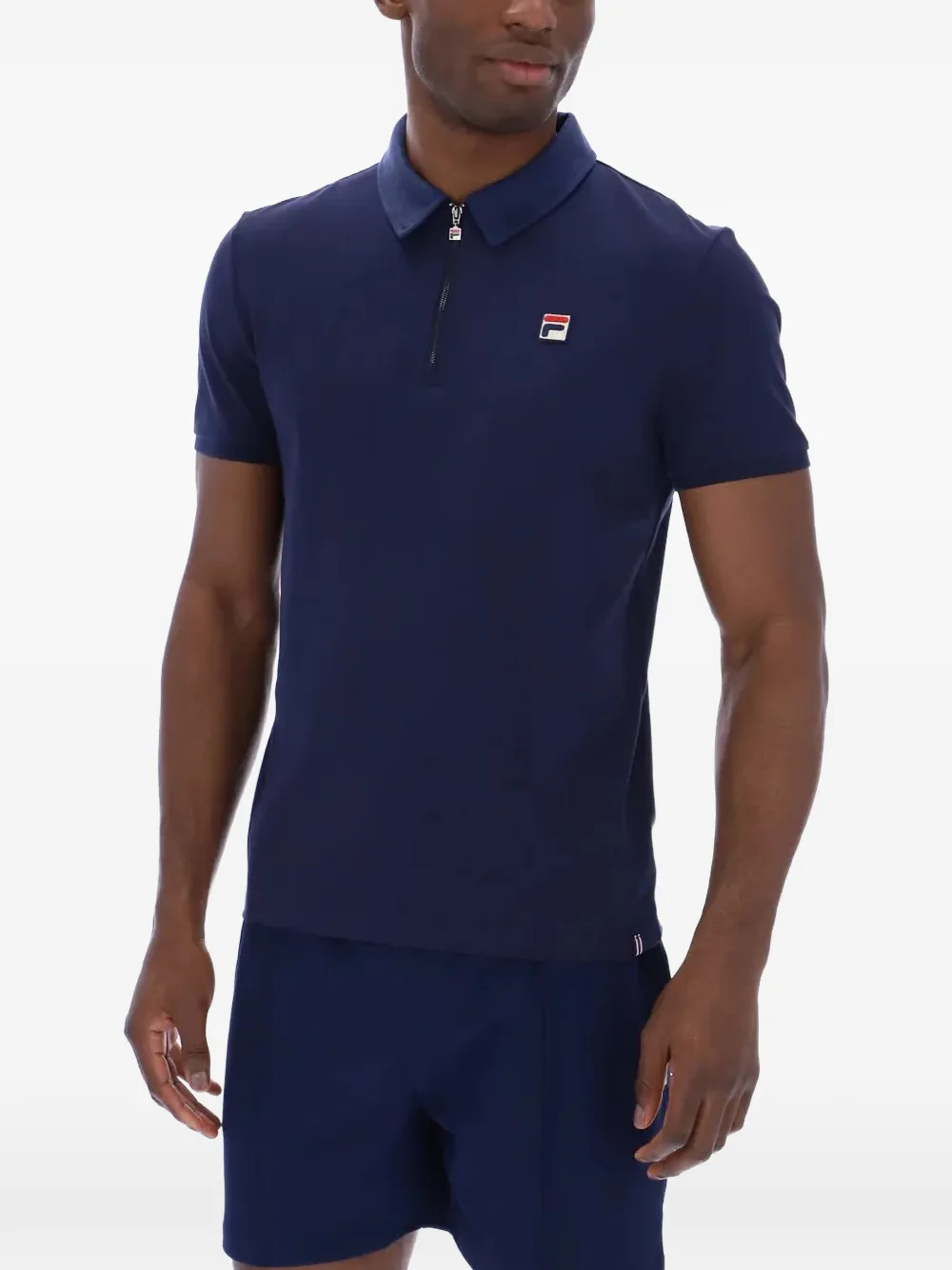 Fila Ettore poloshirt met logopatch en rits Blauw