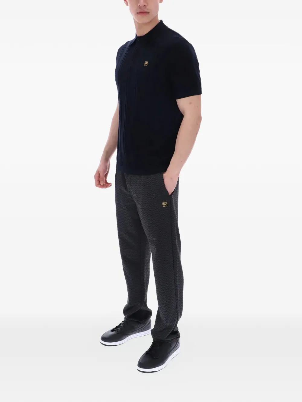 Fila Barns kabelgebreid poloshirt Zwart
