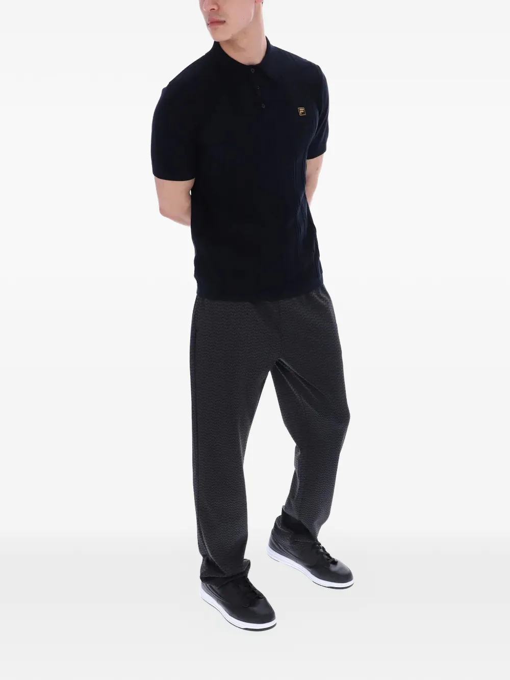 Fila Barns kabelgebreid poloshirt Zwart