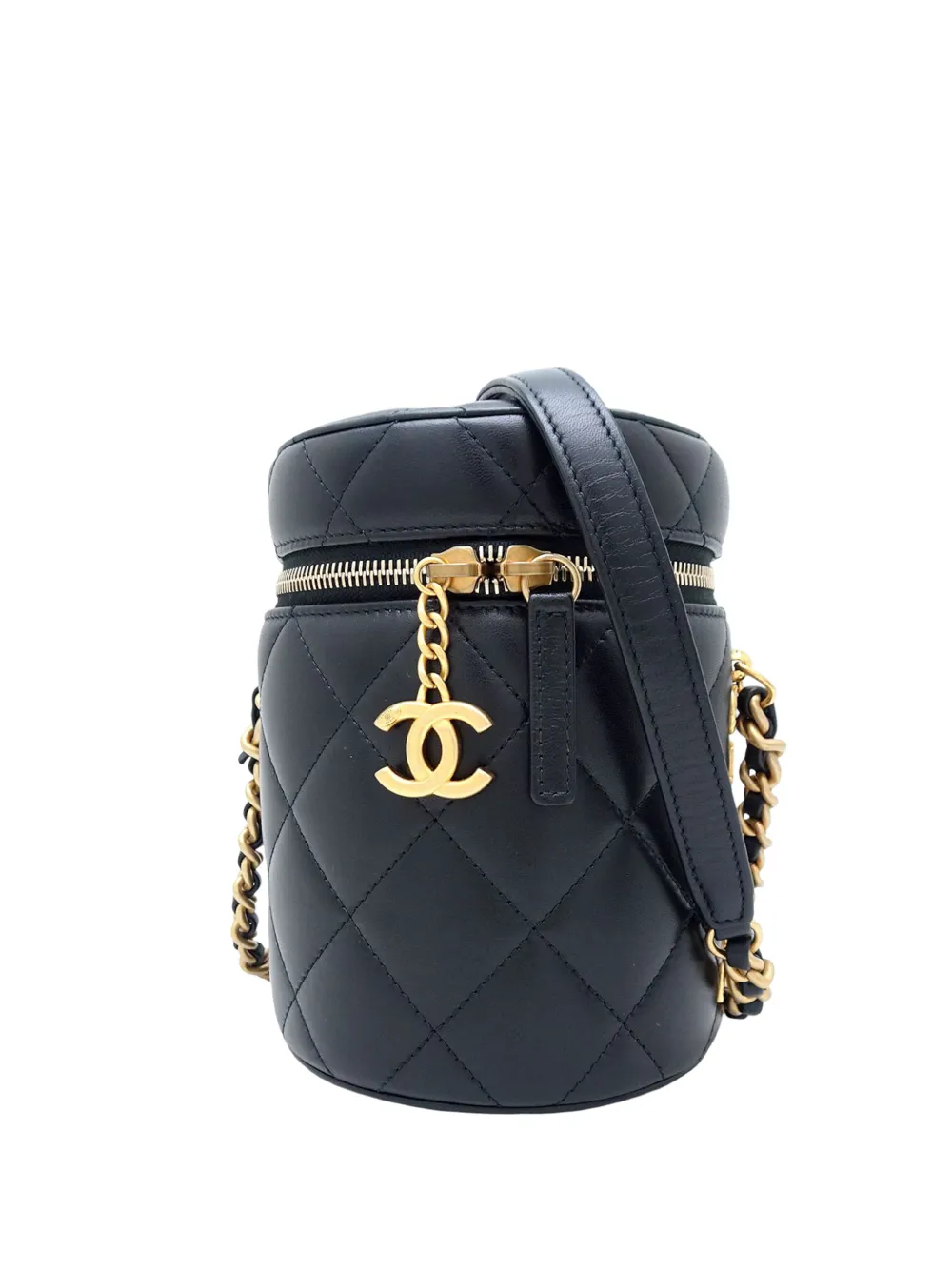 CHANEL Pre-Owned 2021-2026 Small Quilted Lambskin Side Note Vanity Case crossbody bag - Nero