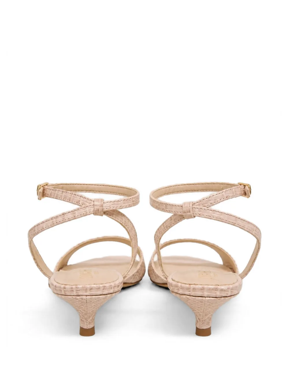 Poche Paris Sandalen met krokodillen-reliëf en enkelbandje Beige