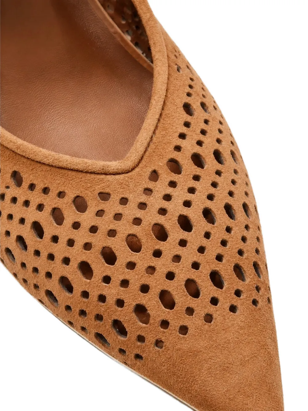Poche Paris Geperforeerde suède slingback pumps Bruin