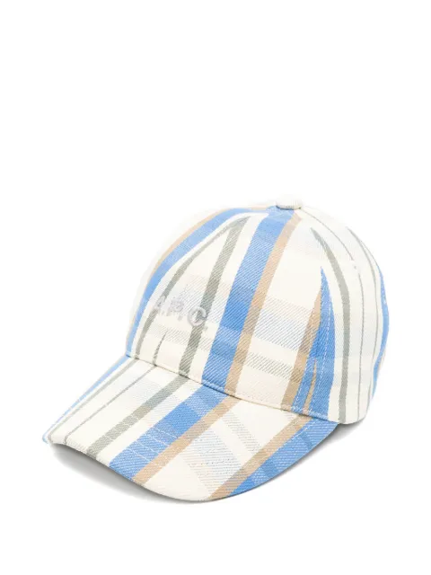 A.P.C. gorra de béisbol con motivo de cuadros y logo bordado