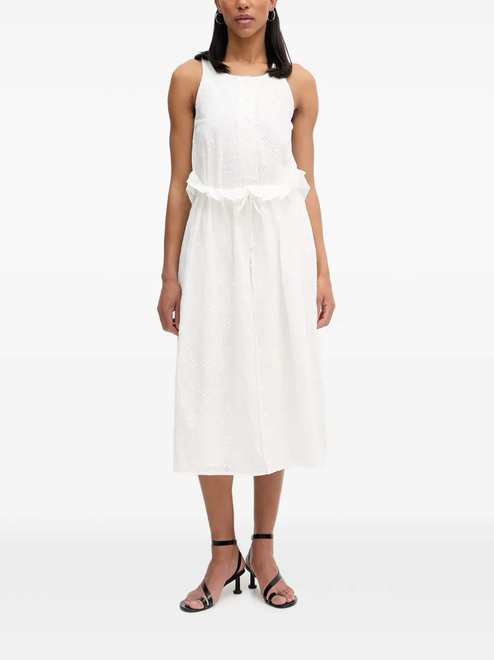 Isabelle Blanche broderie-anglaise ruffled midi dress - Bianco