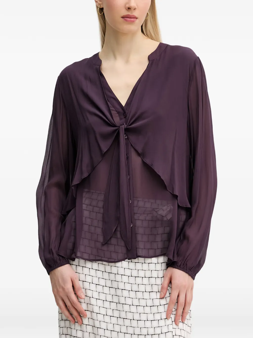 Hoss Intropia layered tie-front shirt