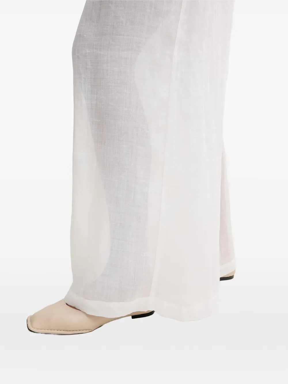Isabelle Blanche sheer wide-leg trousers Wit