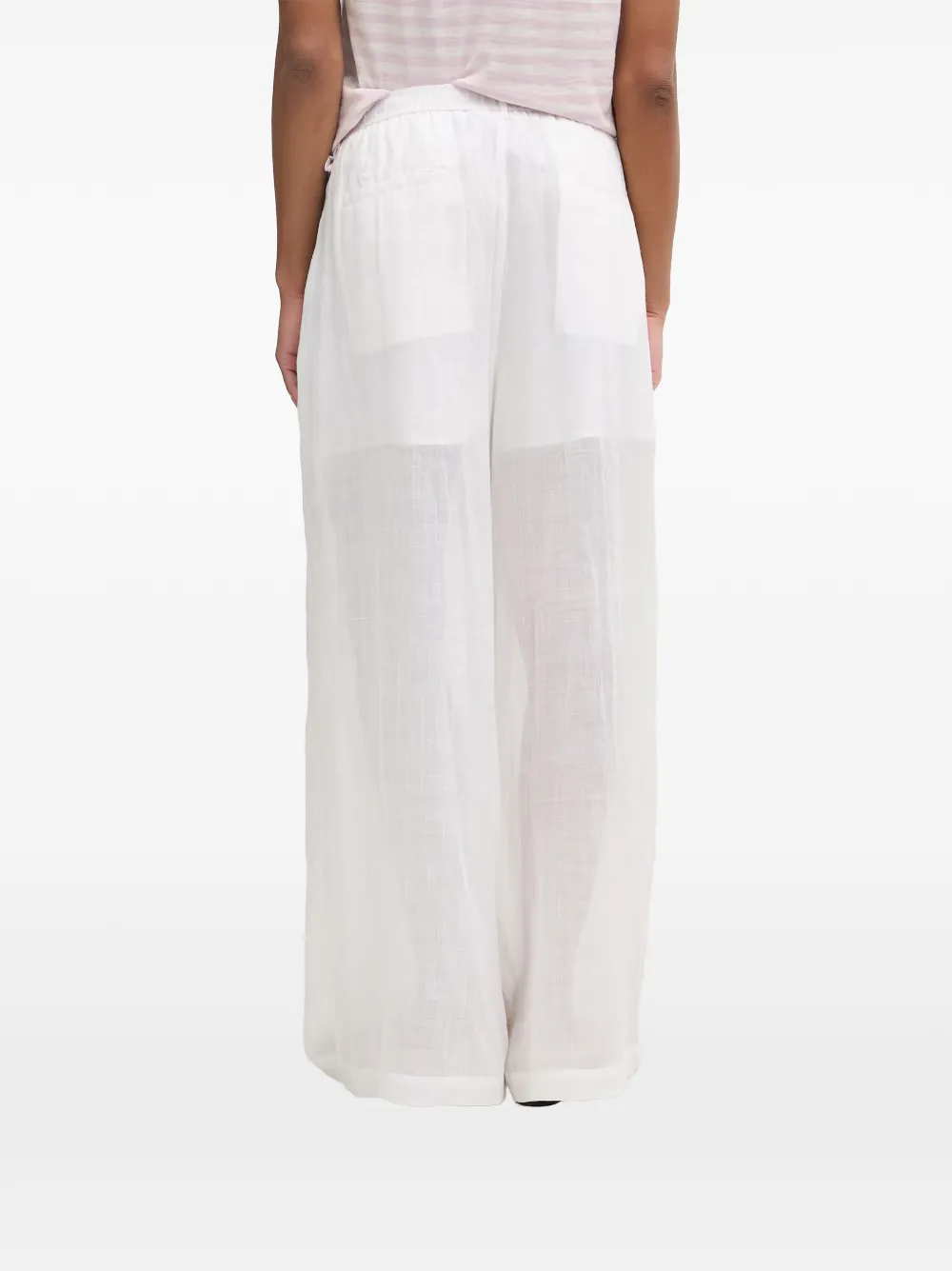 Isabelle Blanche sheer wide-leg trousers Wit