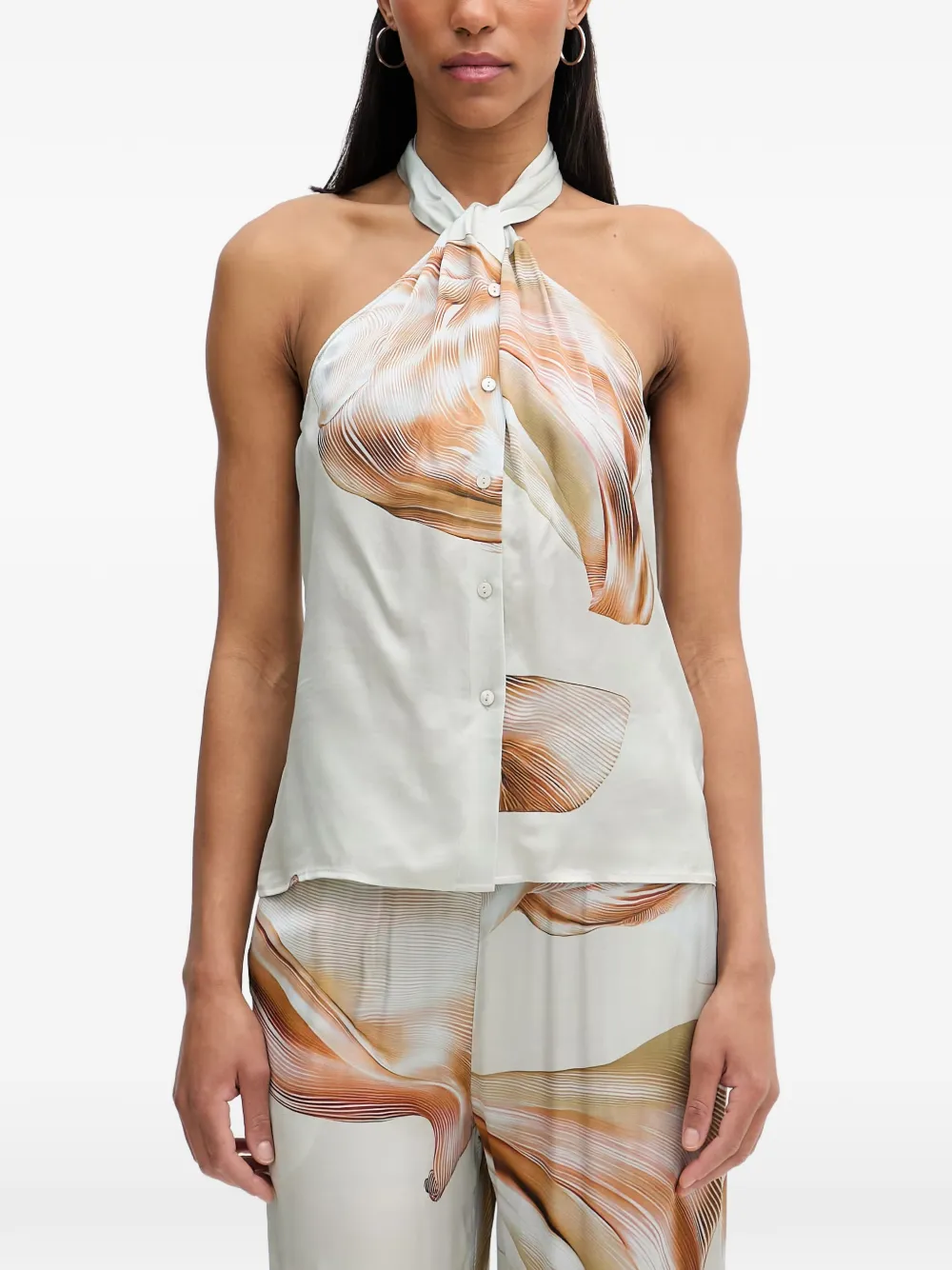 Isabelle Blanche abstract-print halterneck top - Toni neutri