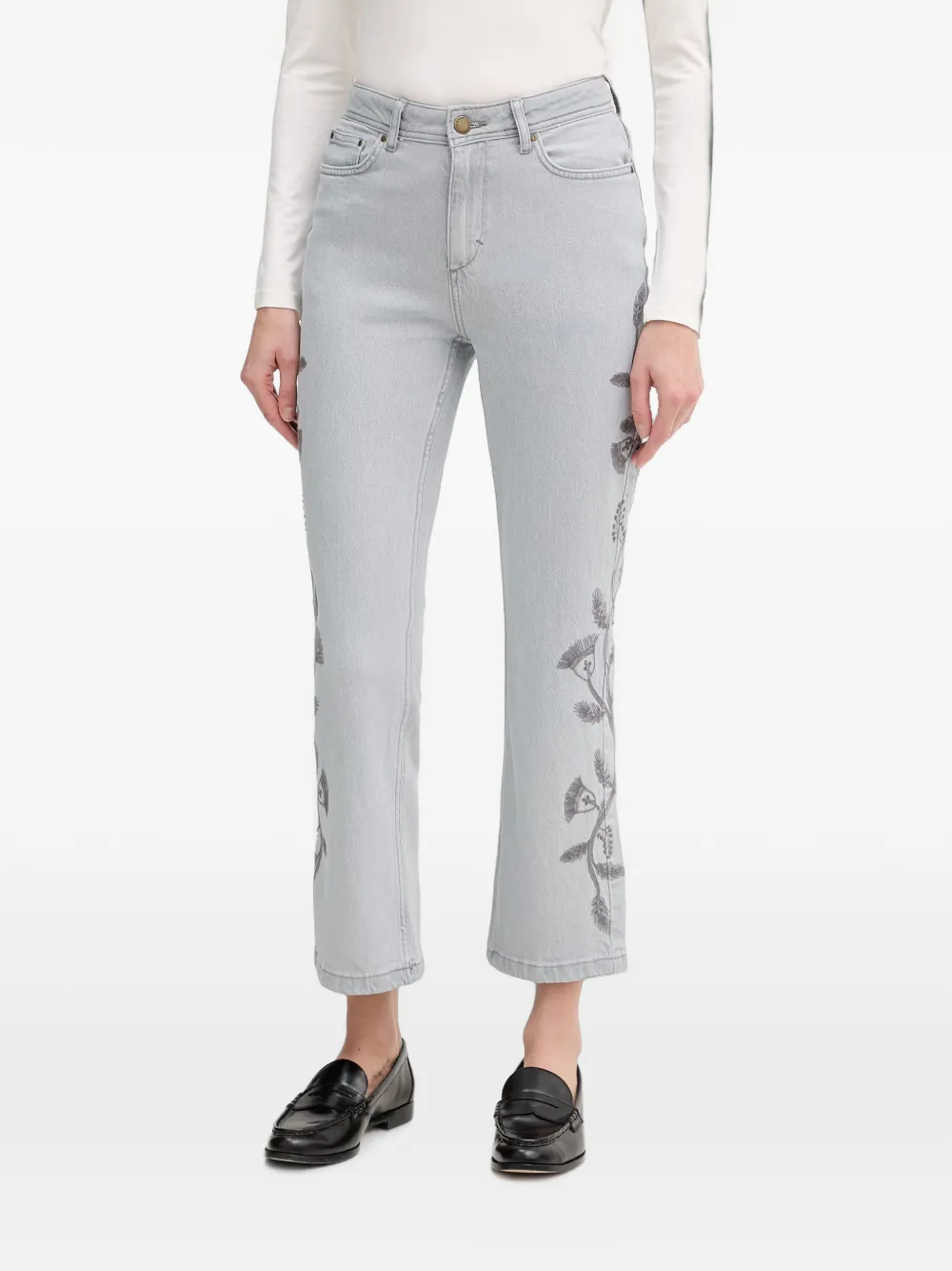 Hoss Intropia Bonnie floral-embroidered jeans - Grigio