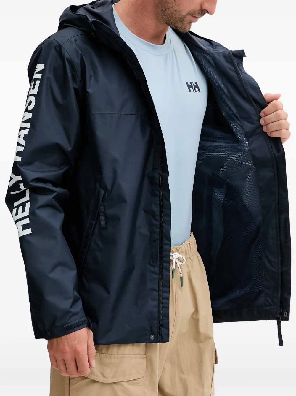 Helly Hansen logo-print hooded jacket Blauw